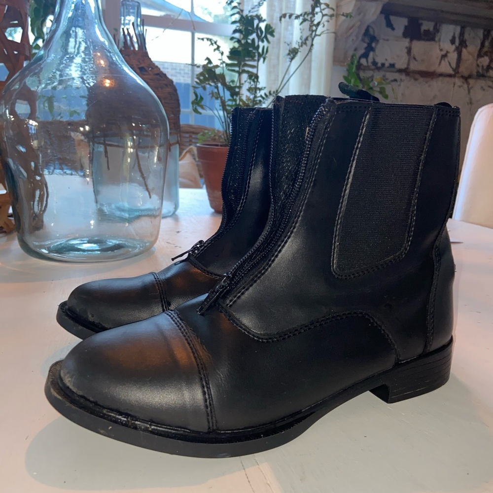 Black leather boots